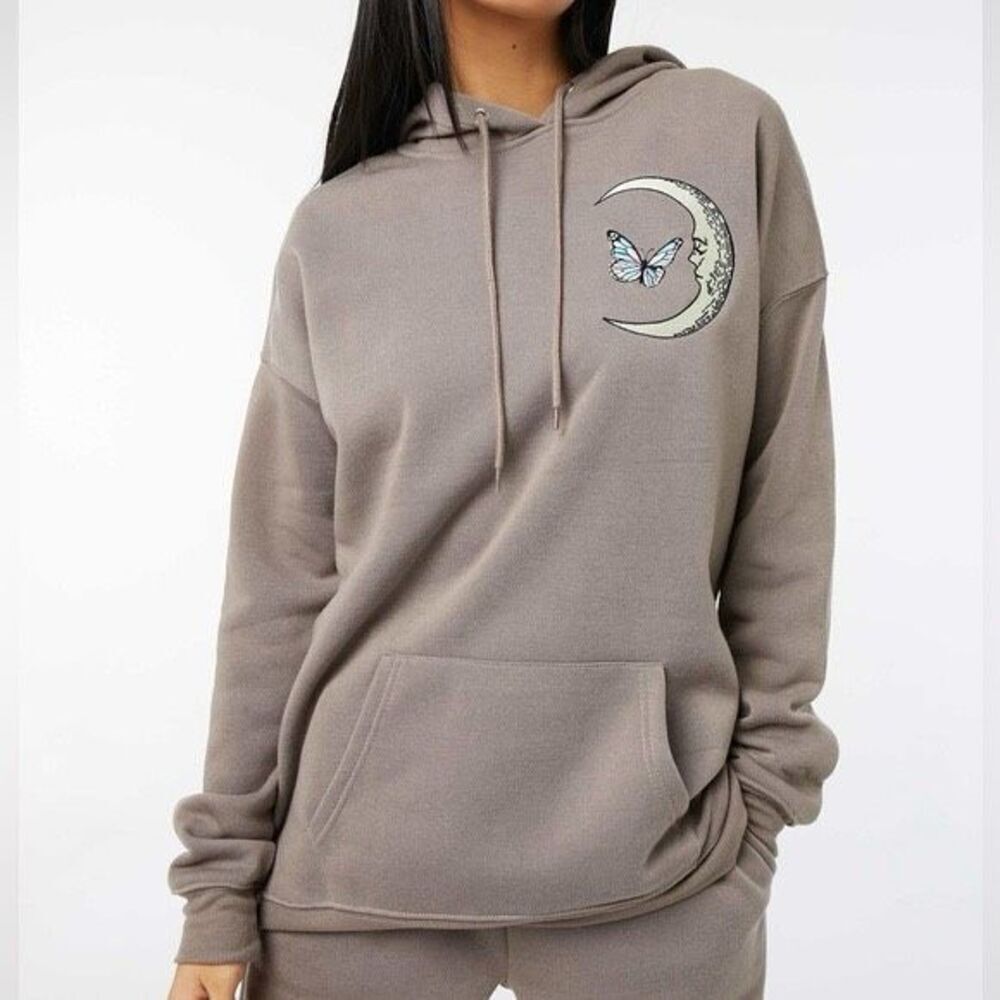 Vure And Valley Oversized Butterfly Moon Hoodie Sz XL Boho